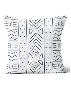 20" Square Tribal Outline Navy Pillow