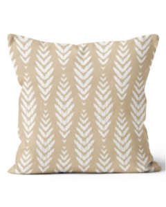 20” Square Fern Leaf Beige Pillow