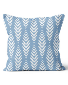20” Square Fern Leaf Glacier Blue Pillow