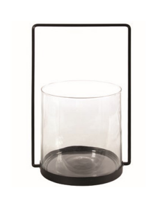 Black Lantern With Clear Glass Large 