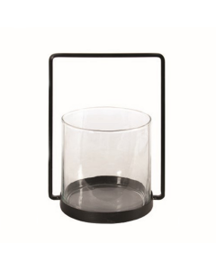 Black Lantern With Clear Glass Small