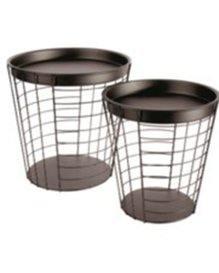 2 Black Metal Table Basket Set