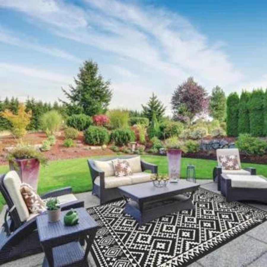 Cabana 8' x 10' Indoor/Outdoor Black Weiss Rug