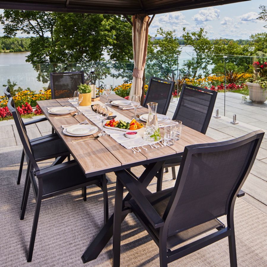 Provence Dining Table 39” X 79” Black/Taupe