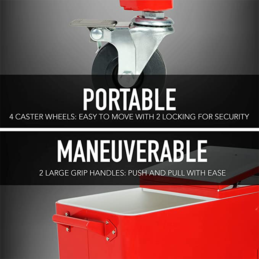 80qt Permasteel Cooler with Wheels Red