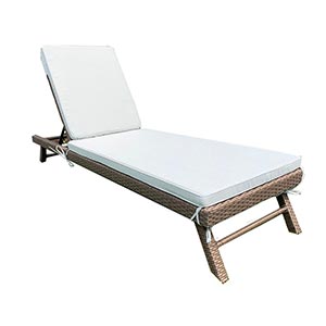 Brown/Grey Resin Wicker Chaise Lounge