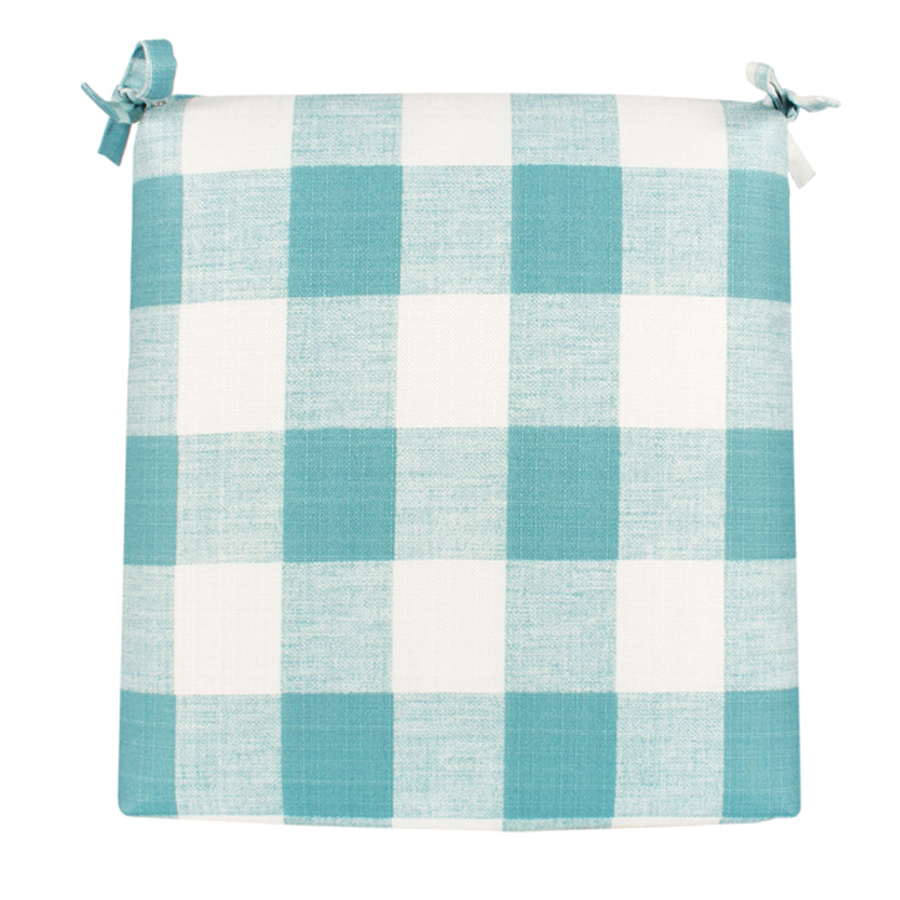 18" x 18" Seat Pad Buffalo Check Aqua Toss Pillows Patio Collections