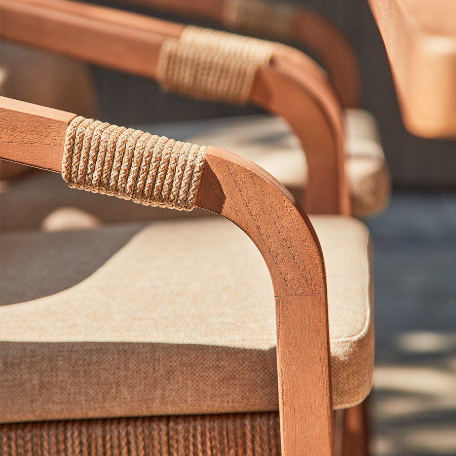 Rimini Dining Chair Teak/Rope Brown