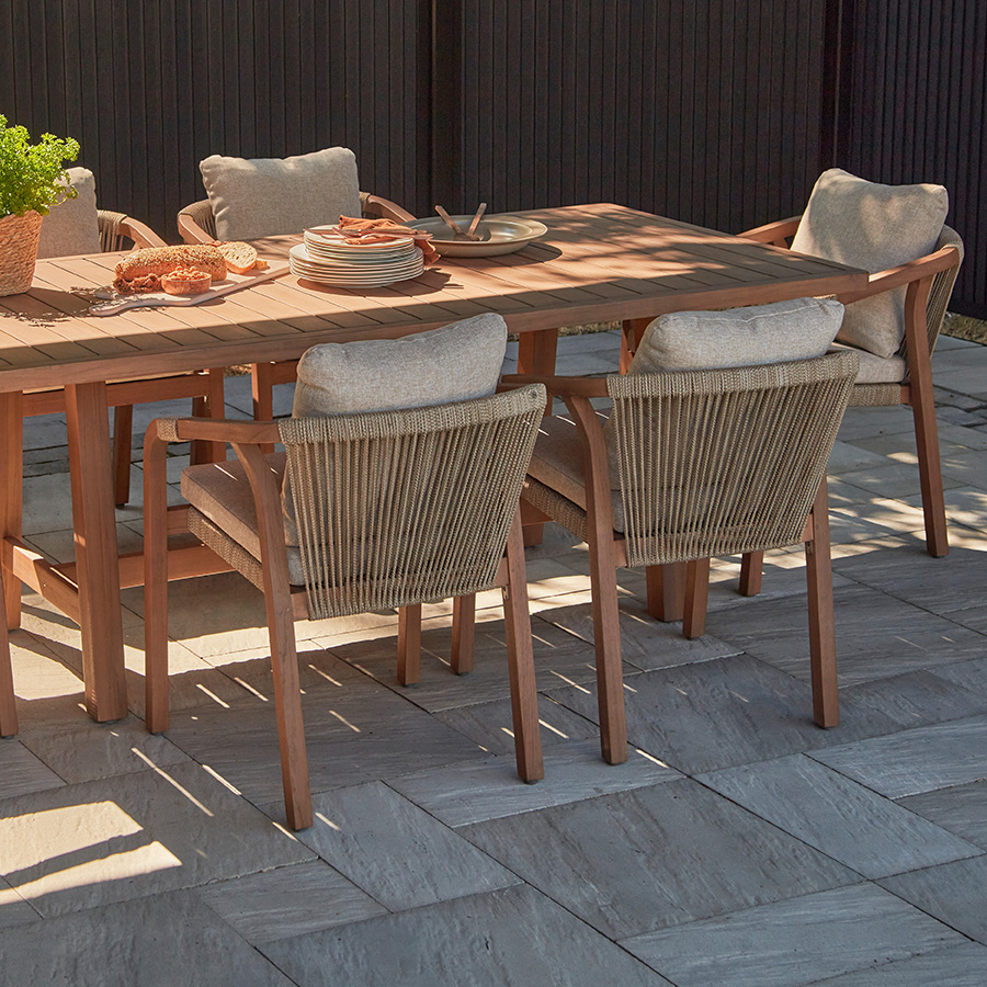 Rimini Dining Chair Teak/Rope Brown