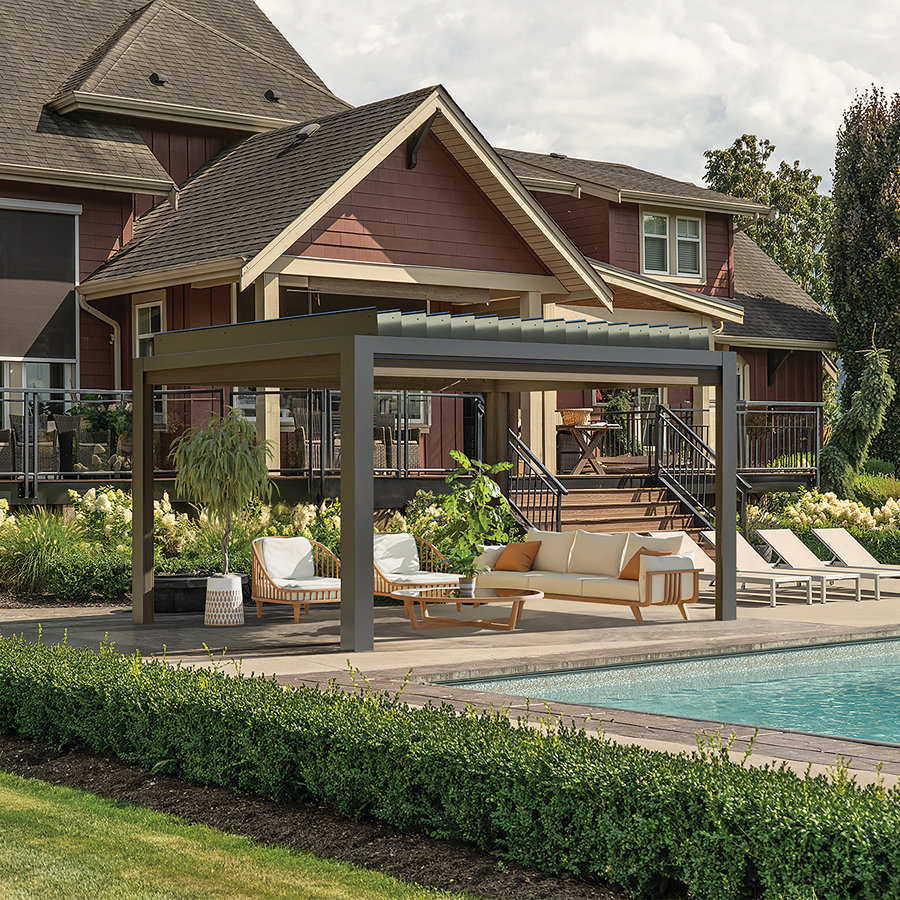 Stella 11' x 14' Motorized Louver Pergola Iron Ore