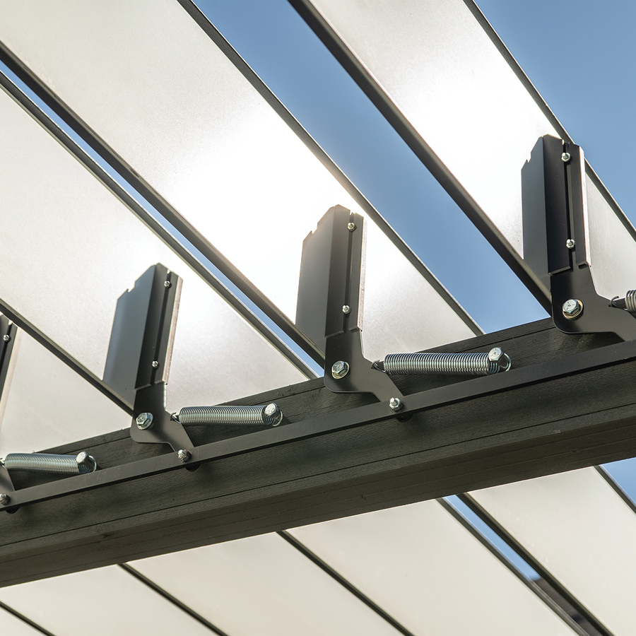 Stella 11' x 11' Motorized Louver Pergola Iron Ore