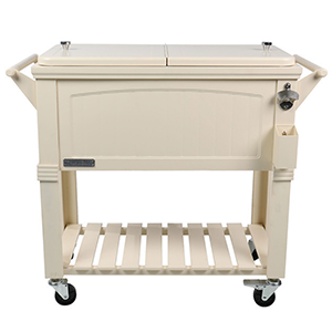 80qt Permasteel Cooler Furniture Style with Wheels and Shelf Cream