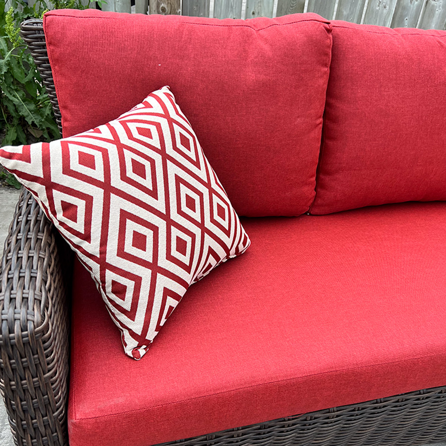 Six Piece Deep Seating, Red/Walnut