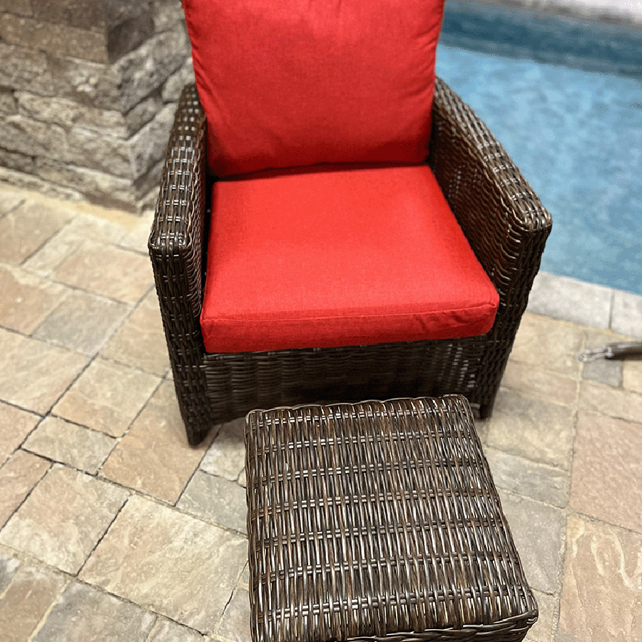 Six Piece Deep Seating, Red/Walnut