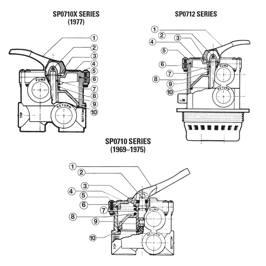 Hayward - Valve Parts - Multiport Valve - SP0710, 0710X, 0711, 0712