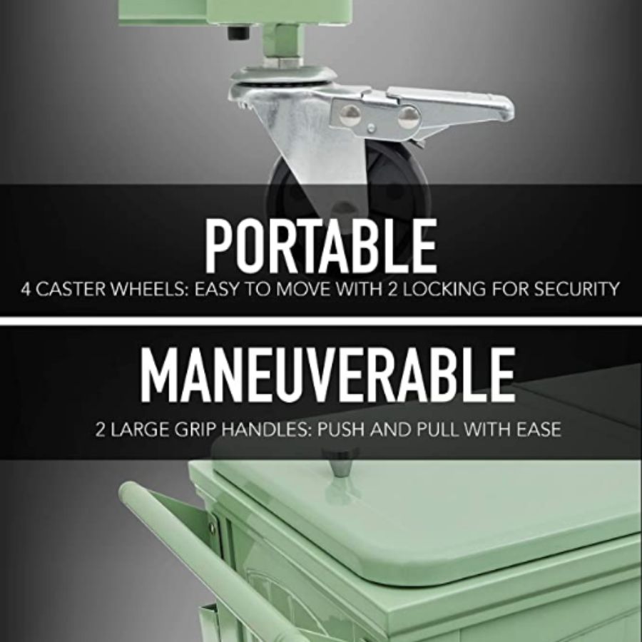 80qt Permasteel Cooler Furniture Style with Wheels and Shelf Sage