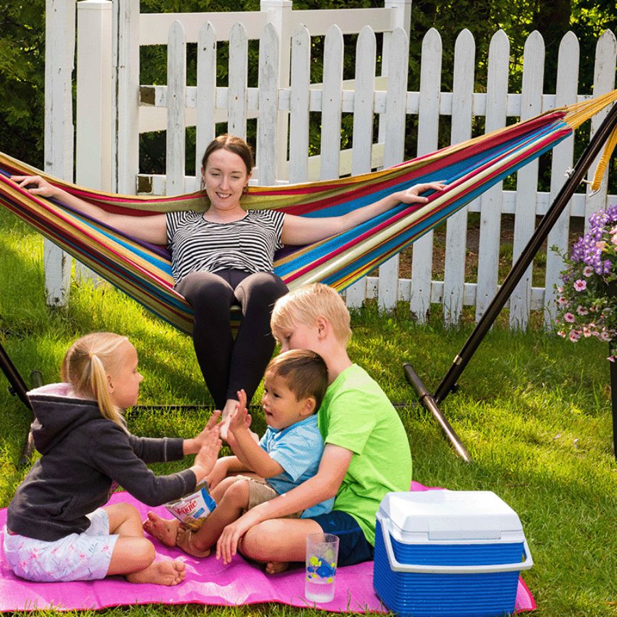 Double hammock hotsell with steel stand